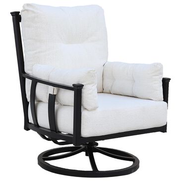 GatherCraft Seville Patio Club Swivel Chair with Cushion in Medora Ivory, , large