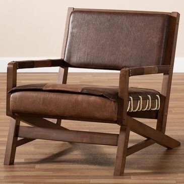 Baxton Studio Rovelyn Lounge Chair in Brown/Walnut, , large