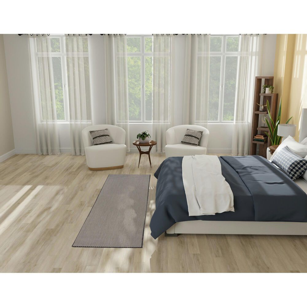 Nourison Courtyard Ivory and Charcoal 2&#39;2&quot; x 8&#39; Indoor/Outdoor Runner, , large