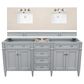 James Martin Vanities Brittany 72" Double Bathroom Vanity in Urban Gray with 3 cm Eternal Marfil Quartz Top and Rectangle Sinks, , large