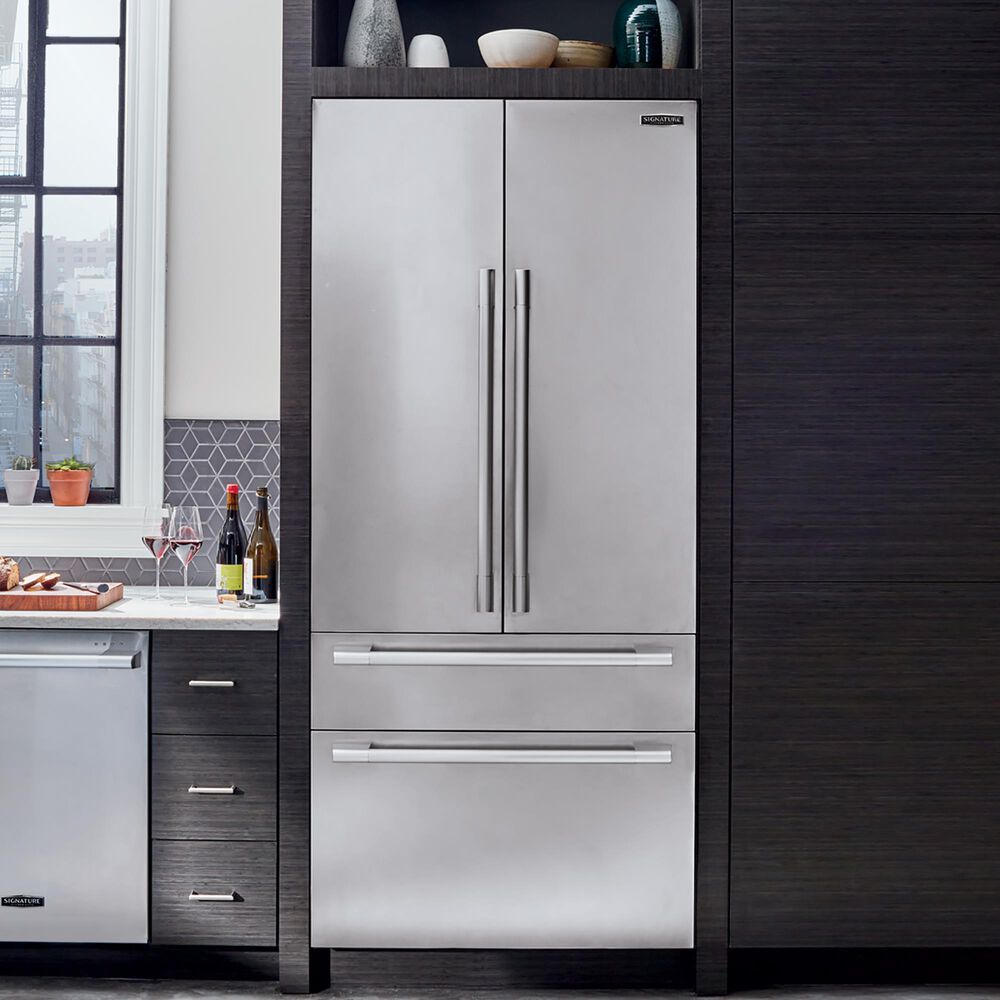 Signature Kitchen Suite 19.3 Cu. Ft. Built-in French Door Refrigerator and Panel Kit in Stainless Steel, , large