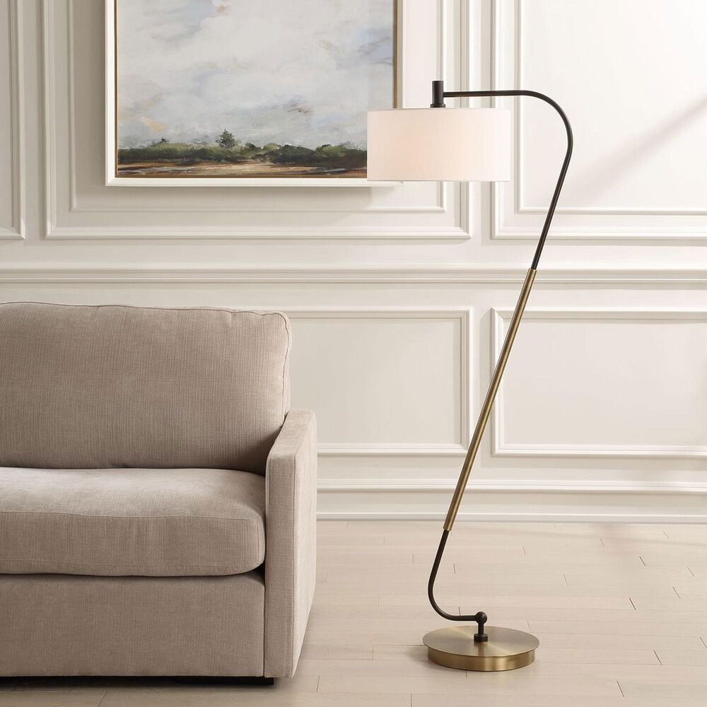 Uttermost Irwin Floor Lamp in Antique Brass and Dark Bronze, , large
