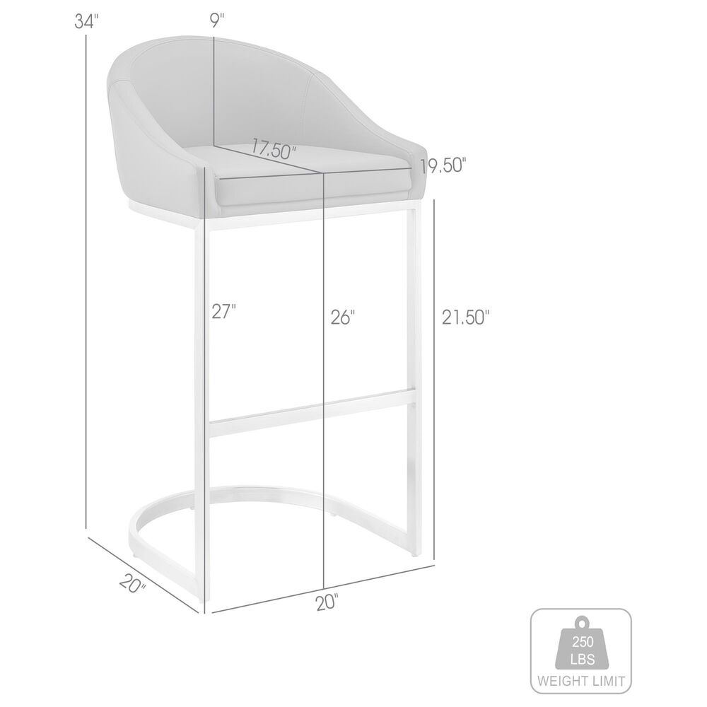 Blue River Katherine 26&quot; Counter Stool with Gray Cushion in Brushed Stainless Steel, , large