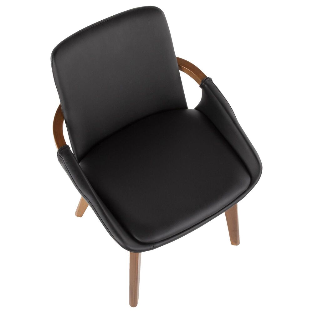 Lumisource Cosmo Arm Chair with Black Faux Leather Cushion in Walnut, , large