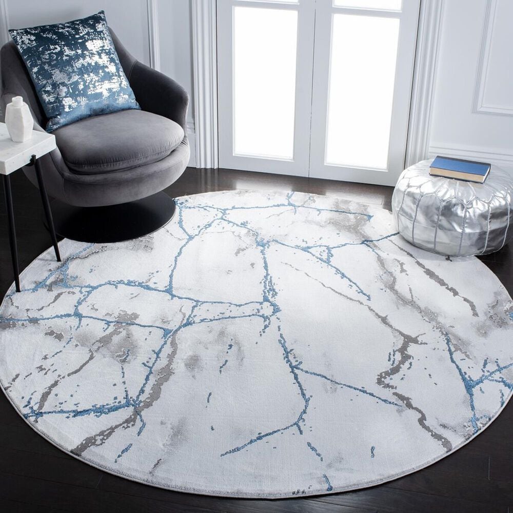 Safavieh Craft 8&#39; Round Ivory Grey and Blue Area Rug, , large