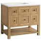 James Martin Vanities Breckenridge 36" Single Bathroom Vanity in Light Natural Oak with Single Hole 3 cm White Zeus Quartz Top and Rectangular Sink, , large