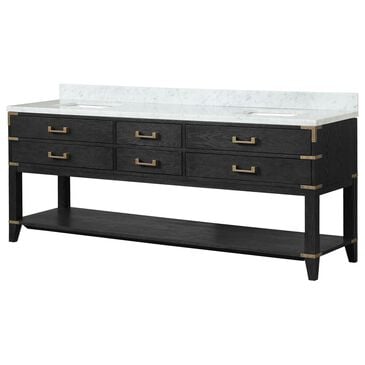 Lexora Home Norwalk 84" Double Bathroom Vanity in Black Oak with White Carrara Marble Top and Rectangular Sinks, , large
