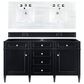 James Martin Vanities Brittany 60" Double Bathroom Vanity in Black Onyx with 3 cm Arctic Fall Solid Surface Top, , large