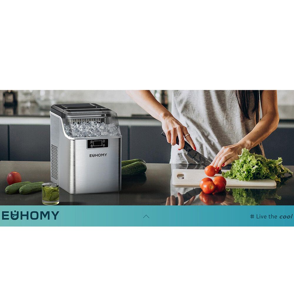 Euhomy 45 Lbs Portable Cube Ice Maker in Silver, , large