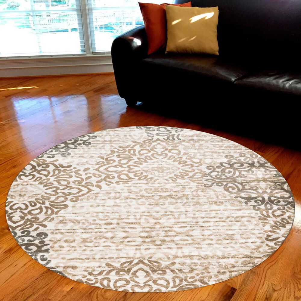 Radici USA Pisa 3471 7'10" Round Bone Area Rug, , large