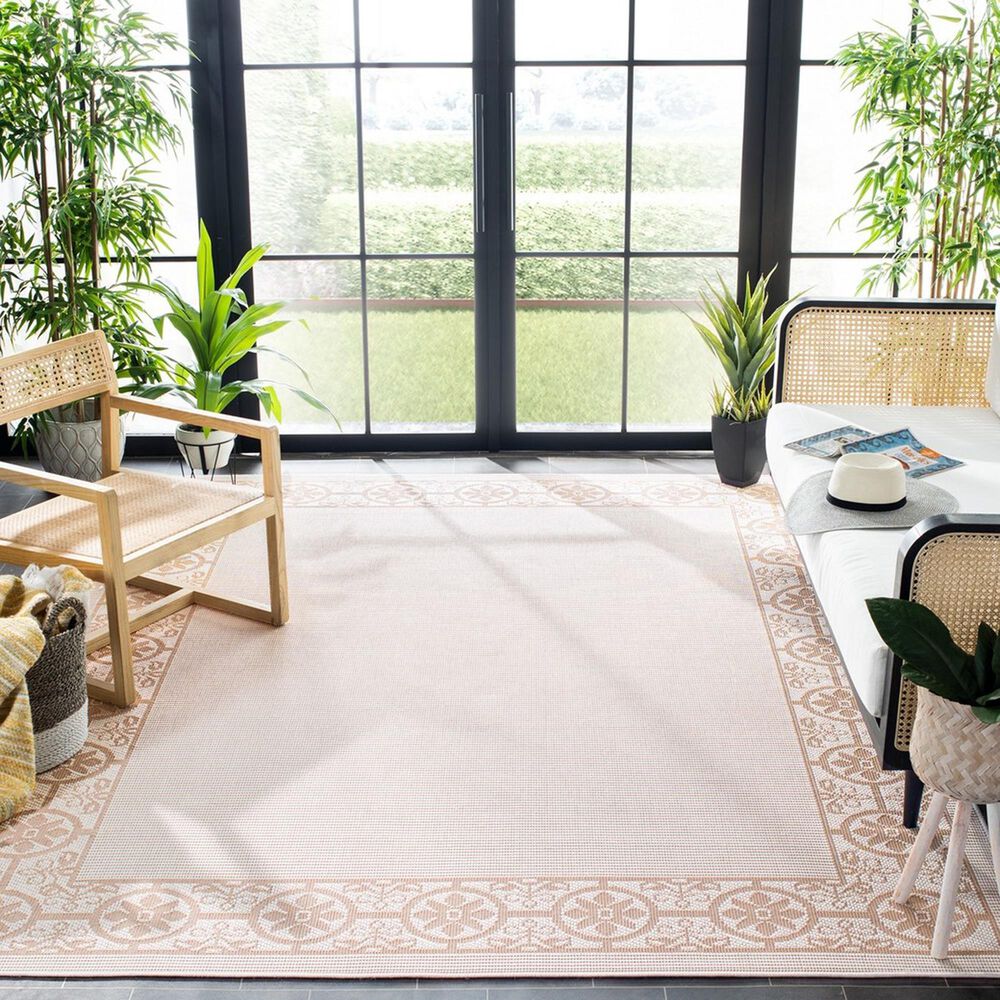 Safavieh Bermuda Floral 8&#39; x 10&#39; Ivory and Beige Indoor/Outdoor Area Performance Rug, , large