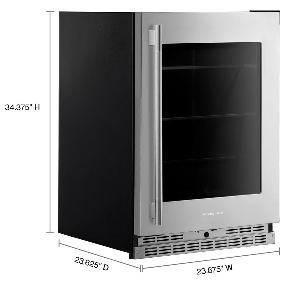 KitchenAid 5.2 Cu. Ft. Undercounter Refrigerator with Metallic Accents and Right Hinge in PrintShield Stainless Steel, , large