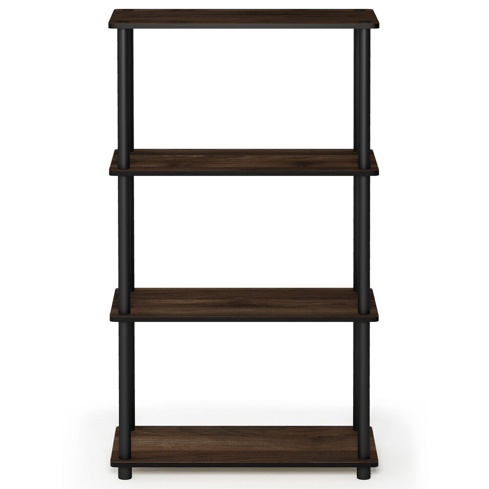 HOMLUX Turn-N-Tube 4-Tier Multipurpose Shelf Display Rack in Columbia Walnut and Black, , large