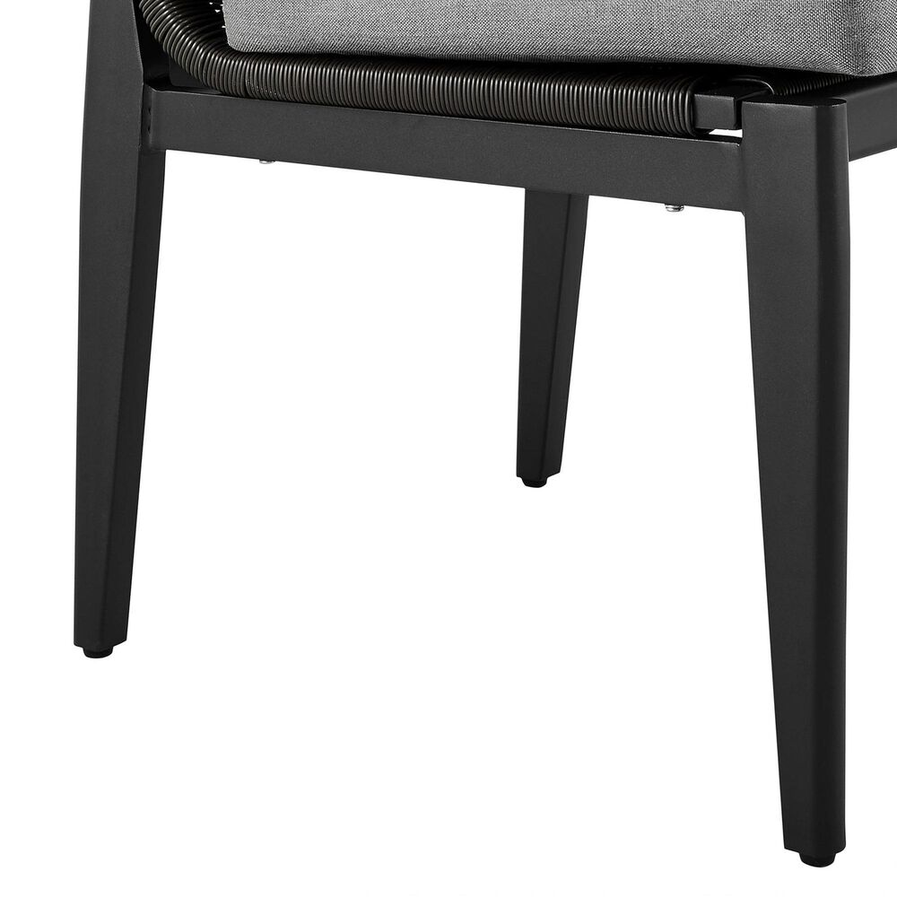 Blue River Cayman Outdoor Dining Side Chair with Dark Grey Cushion in Black (Set of 2), , large