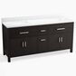 Kohler Kresla 72" Double Bathroom Vanity in Carbon Oak with 3 cm White Quartz Top and Rectangular Sinks, , large
