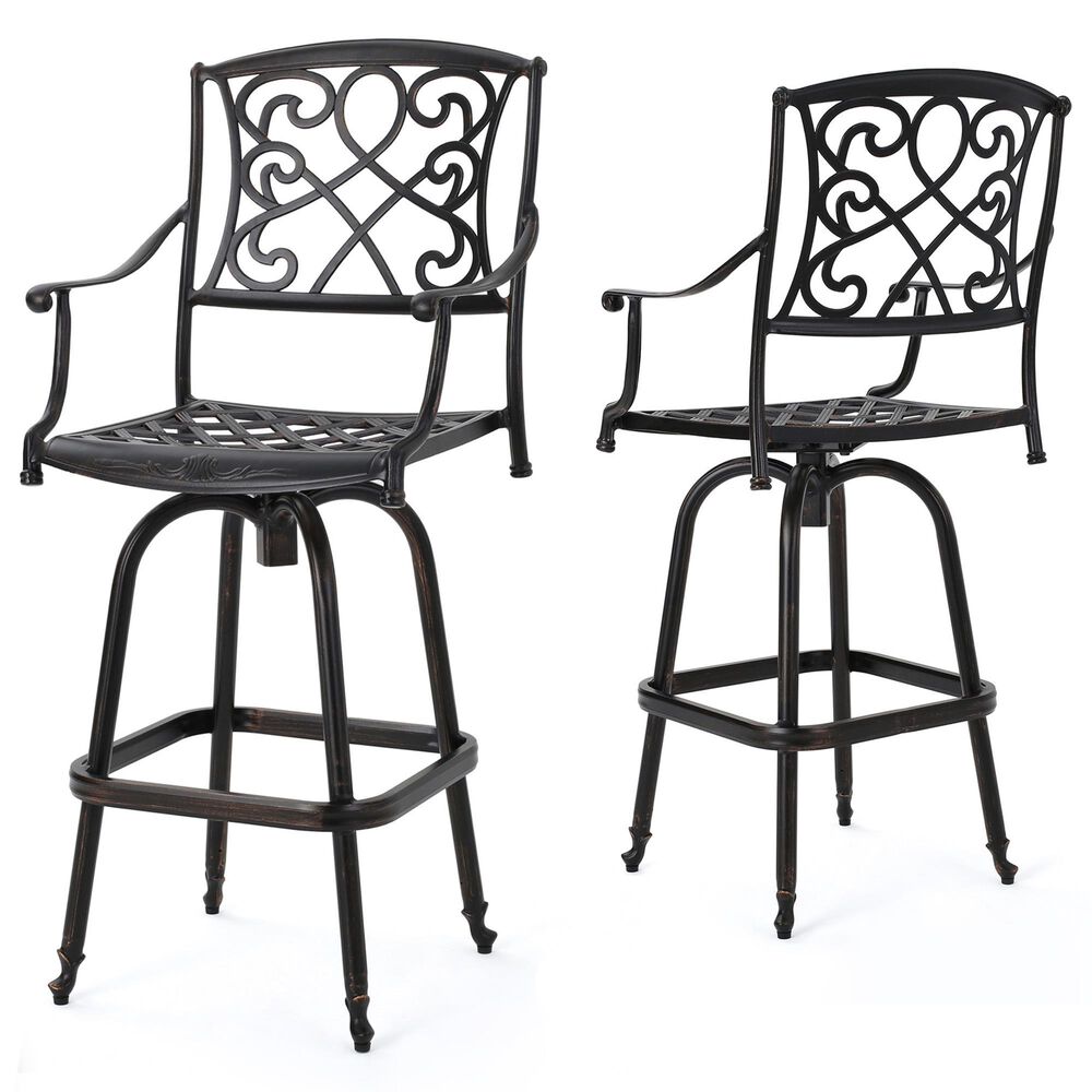 Noble House Santa Maria Patio Barstool in Bronze (Set of 2), , large