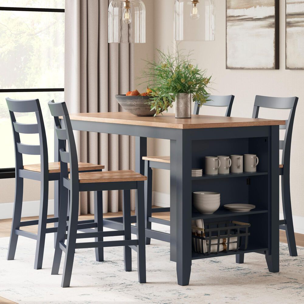 Ashley Gesthaven 3-Piece Counter Height Dining Set in Natural and Blue, , large
