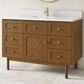 James Martin Laurent 48" Single Bathroom Vanity in Honey Oak with Single Hole 3 cm White Zeus Silestone Top and Rectangular Sink, , large