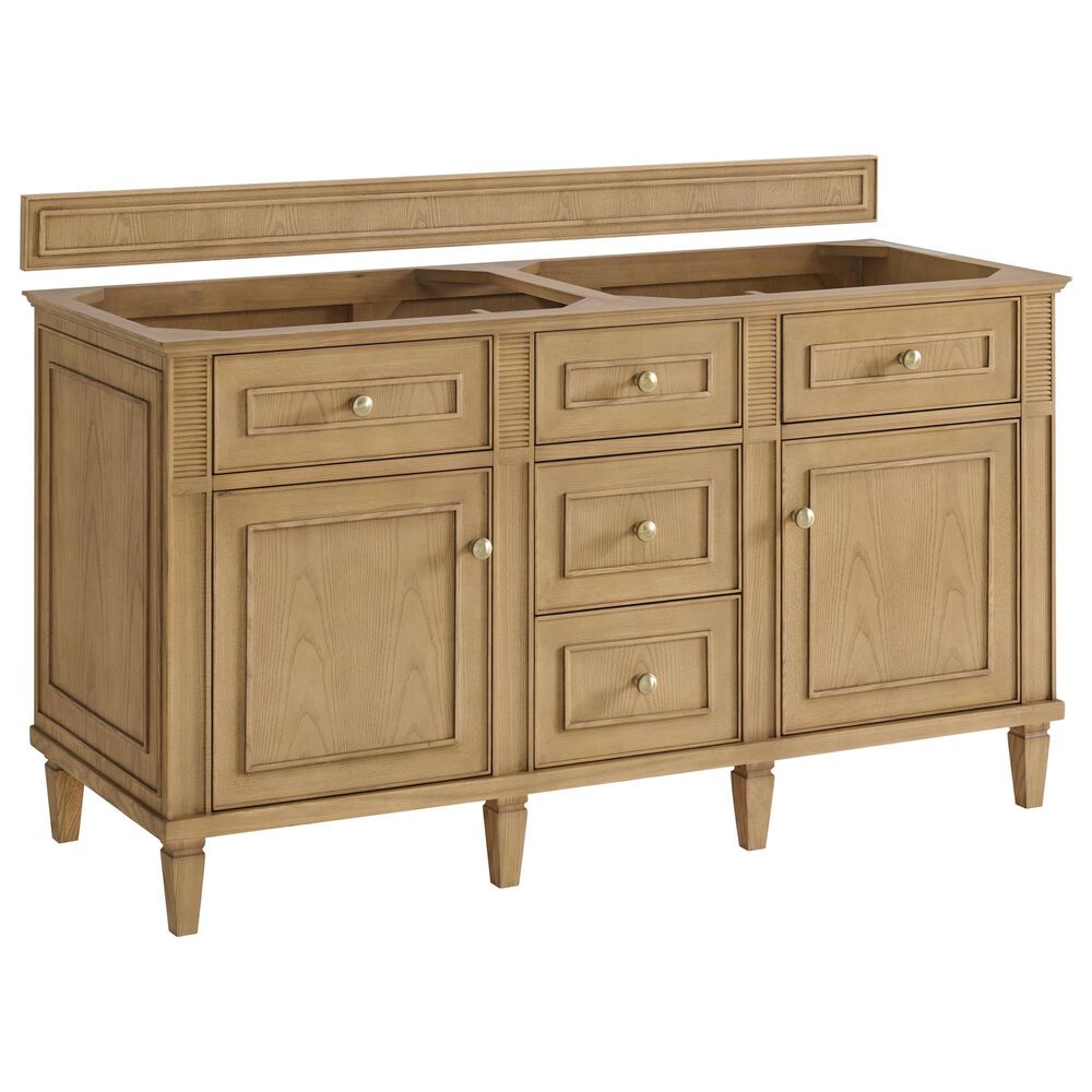 James Martin Vanities Lorelai 60&quot; Double Vanity in Light Natural Oak with 3 cm Arctic Fall Solid Surface Top, , large
