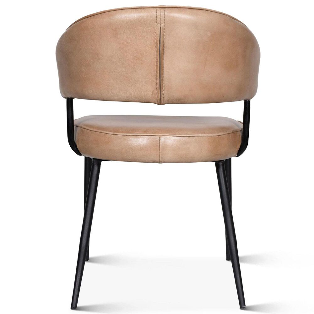 Home Trends &amp; Design Essex Dinning Arm Chair in Top Grain Leather Antique Ivory, , large