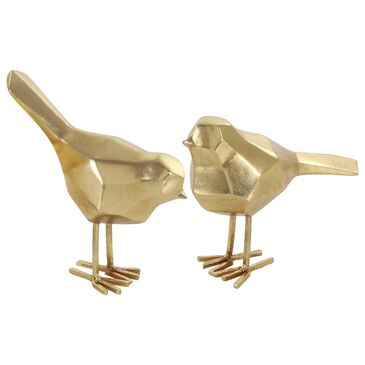 Maple and Jade 8" Bird Sculpture in Gold (Set of 2), , large
