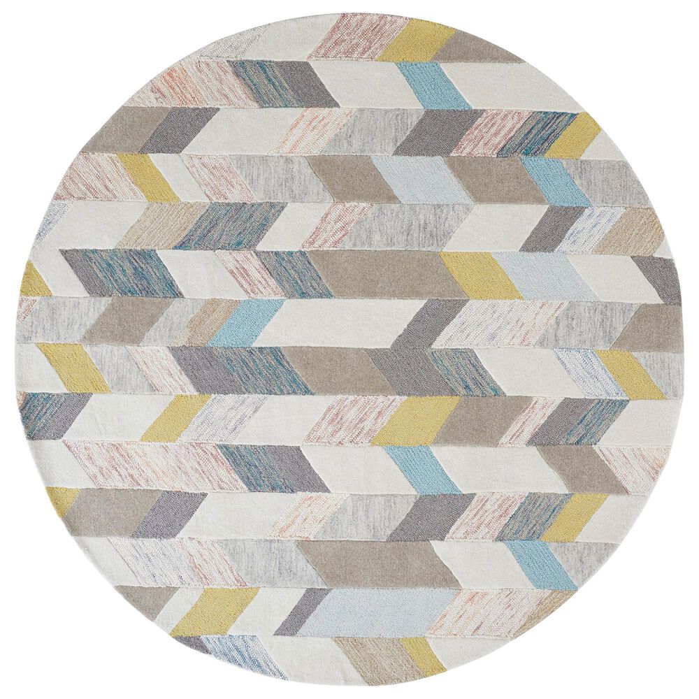 Feizy Arazad 8" Round Gray and Gold Area Rug, , large