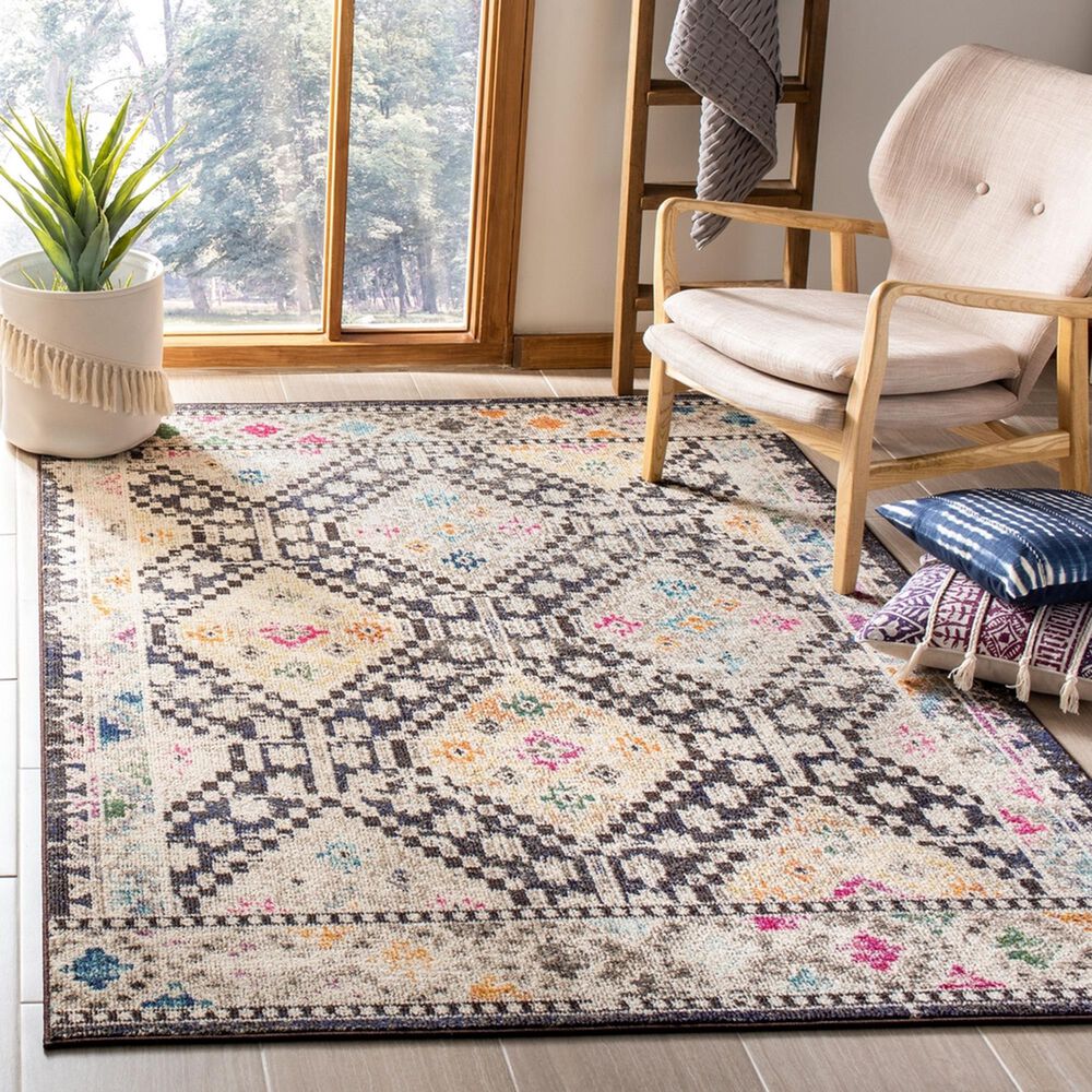 Safavieh Madison MAD418Z 5&#39;3&quot; x 7&#39;6&quot; Black and Yellow Area Rug, , large