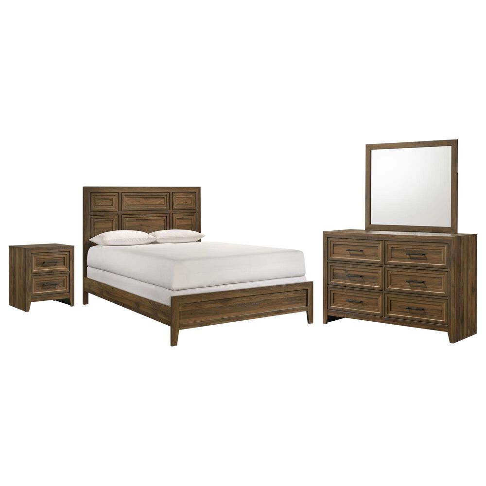 Crown Mark Lorraine 4 Piece King Panel Bedroom Set in Brown, , large