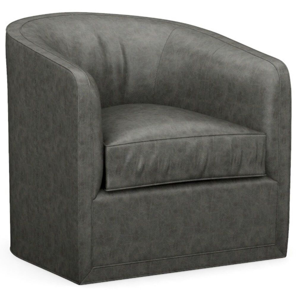 Lexington Home Brands Colton Leather Swivel Chair in Gray, , large