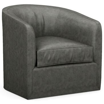 Lexington Home Brands Colton Leather Swivel Chair in Gray, , large