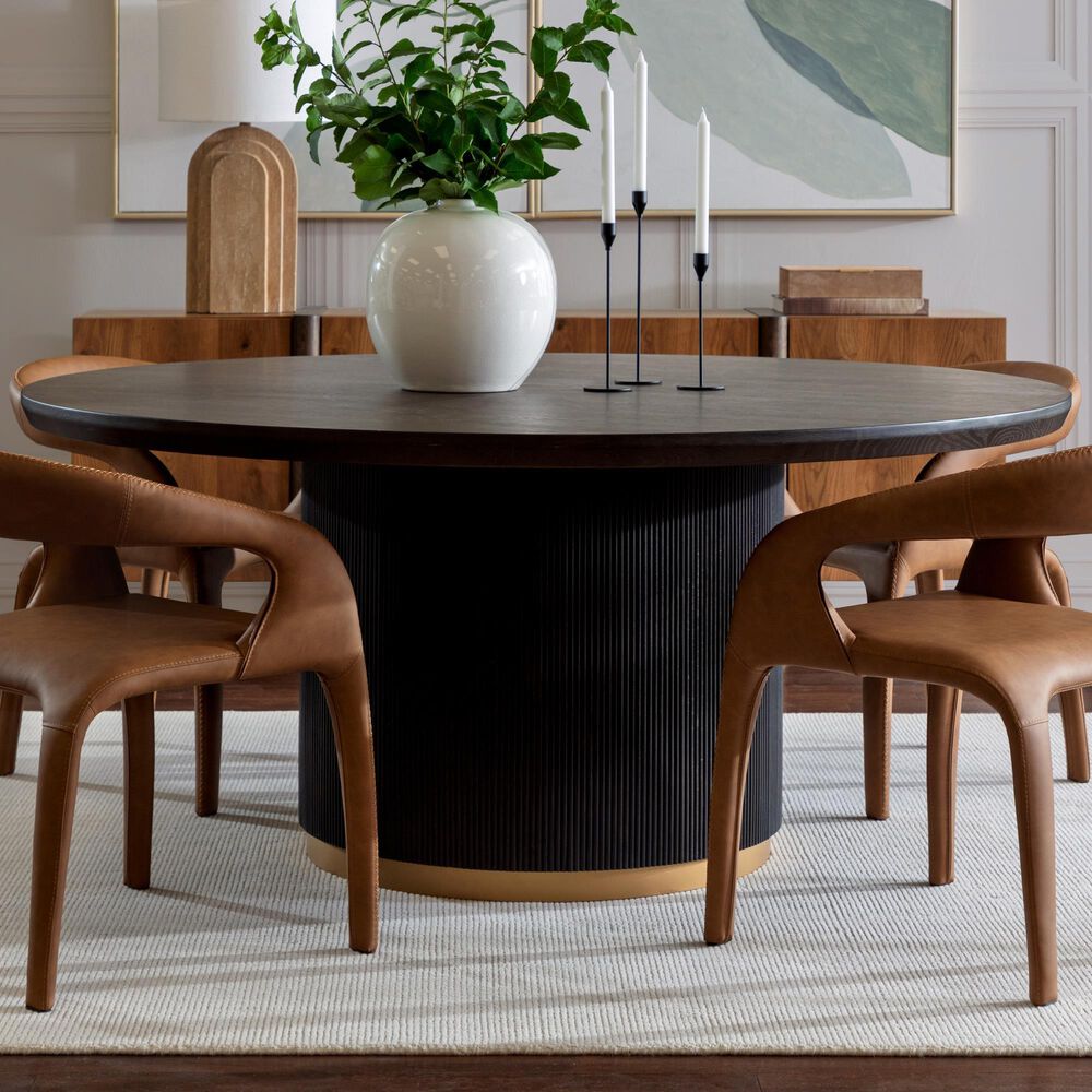 Club Collection By Sunpan Kalla 68" Round Dining Table in Charcoal and Brushed Gold - Table Only, , large