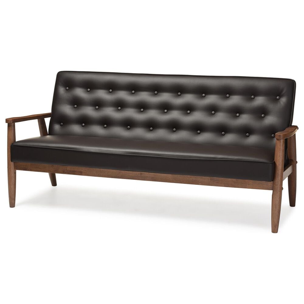 Baxton Studio Sorrento Stationary Sofa in Brown, , large
