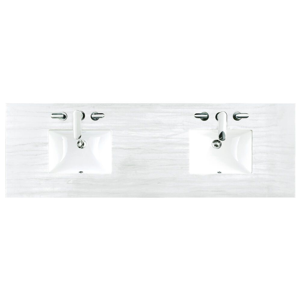 James Martin Vanities Myrrin 72&quot; Double Vanity in Carbon Oak with 3 cm Arctic Fall Solid Surface Top, , large