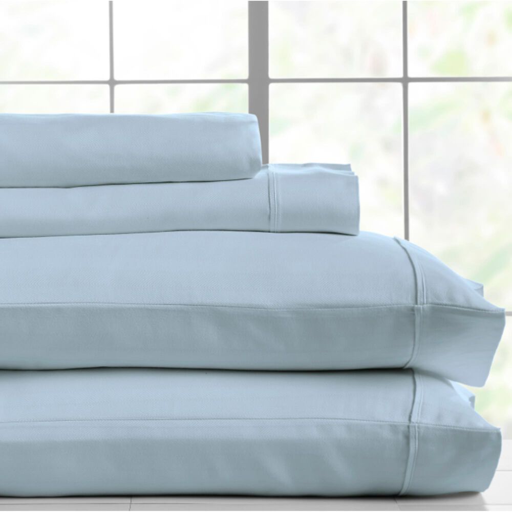 HN International Herringbone King Sheet Set in Light Blue, , large
