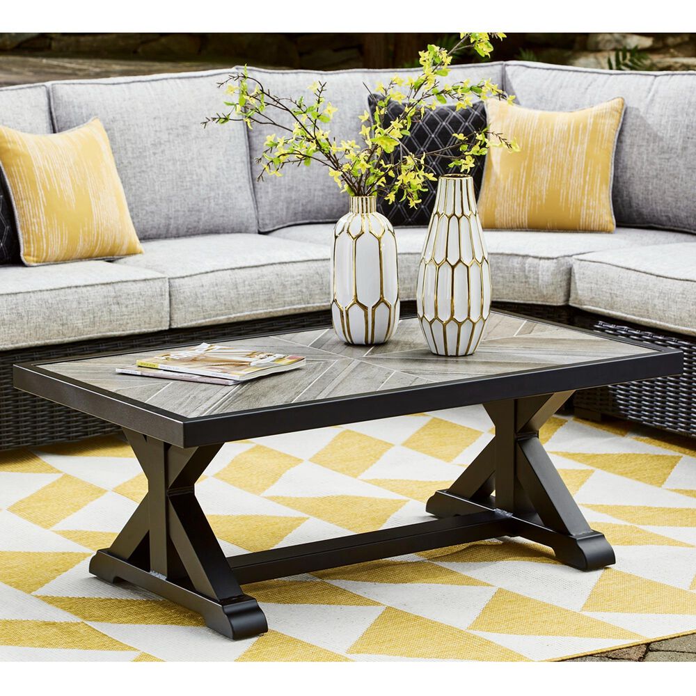 Ashley Beachcroft Rectangular Cocktail Table in Black and Light Gray, , large