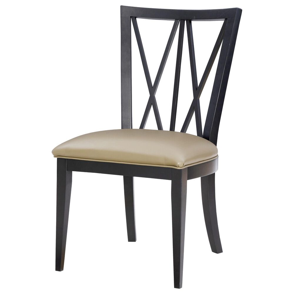 Linon Home Decor Bailey Side Chair with Tan Faux Leather Cushion Seat in Black, , large