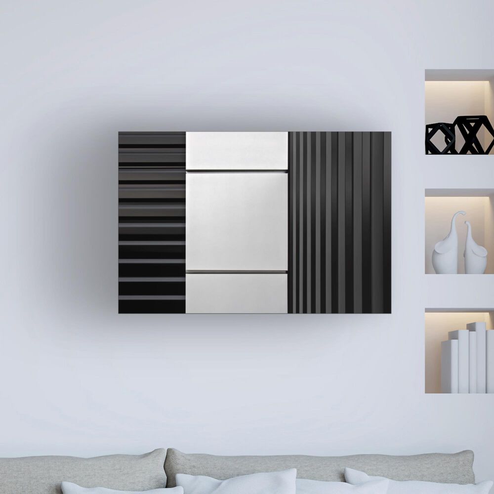 Timberlake Geometric Angle 16&quot; x 24&quot; Canvas Art in Gray/Black/White, , large