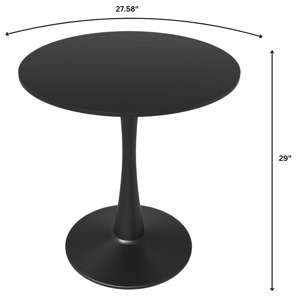 Leisuremod LeisureMod Bristol Dining table, Black Base with 27 Round Dark Walnut MDF top, , large