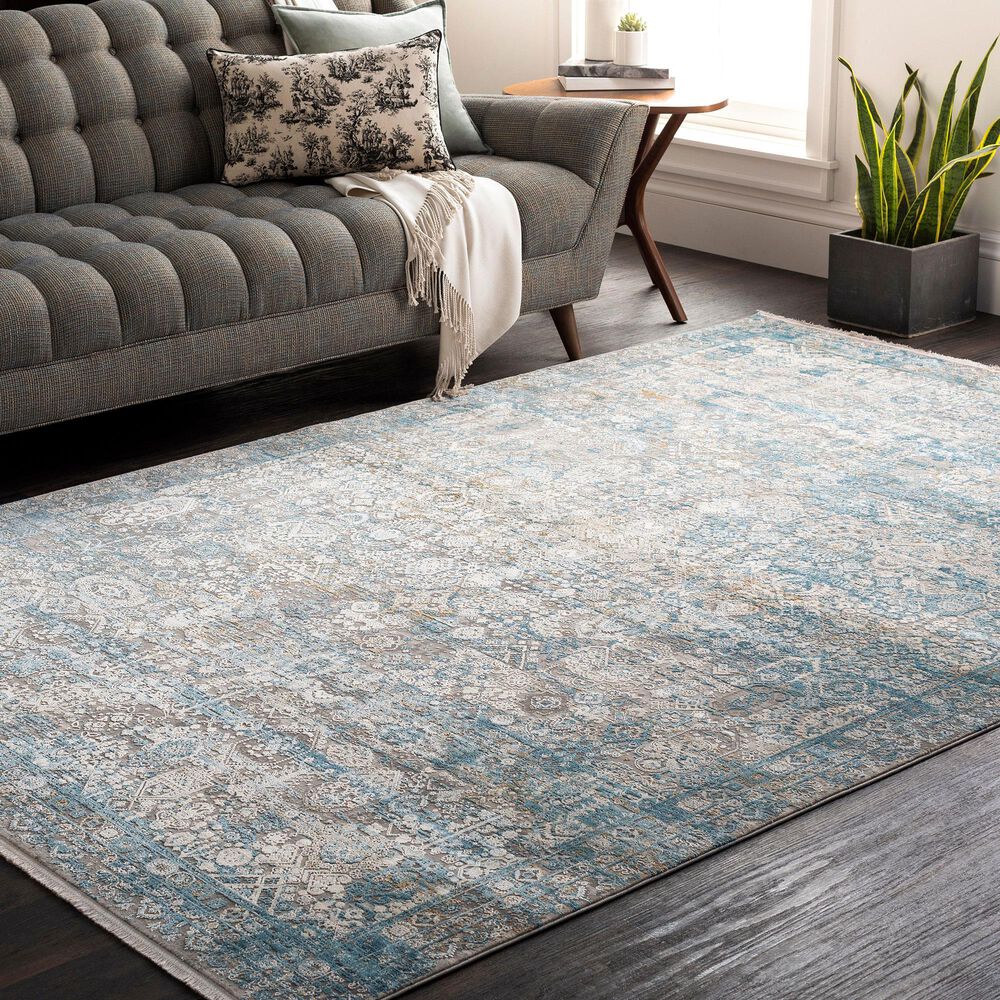 Surya Solar 10&#39; x 14&#39; Gray, Teal, Dark Blue, Light Gray, Charcoal and Mustard Area Rug, , large