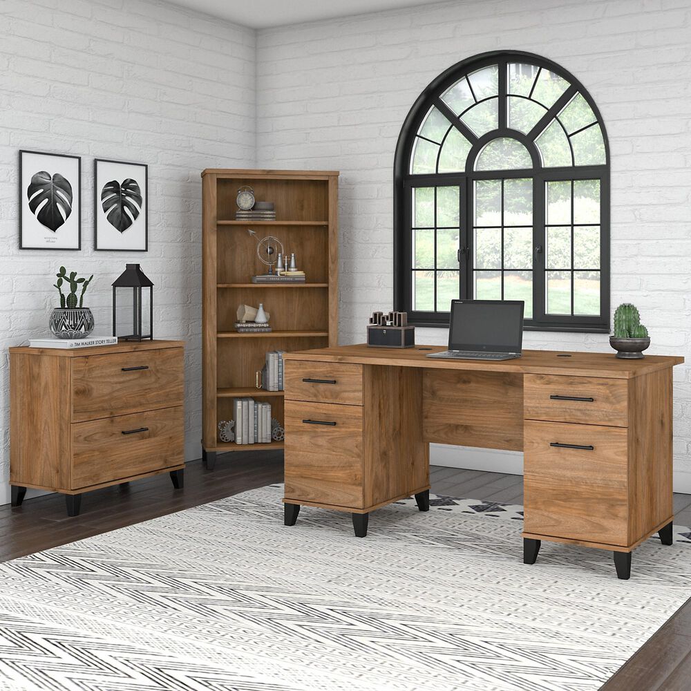 Bush Somerset 60" Office Desk in Fresh Walnut NFM