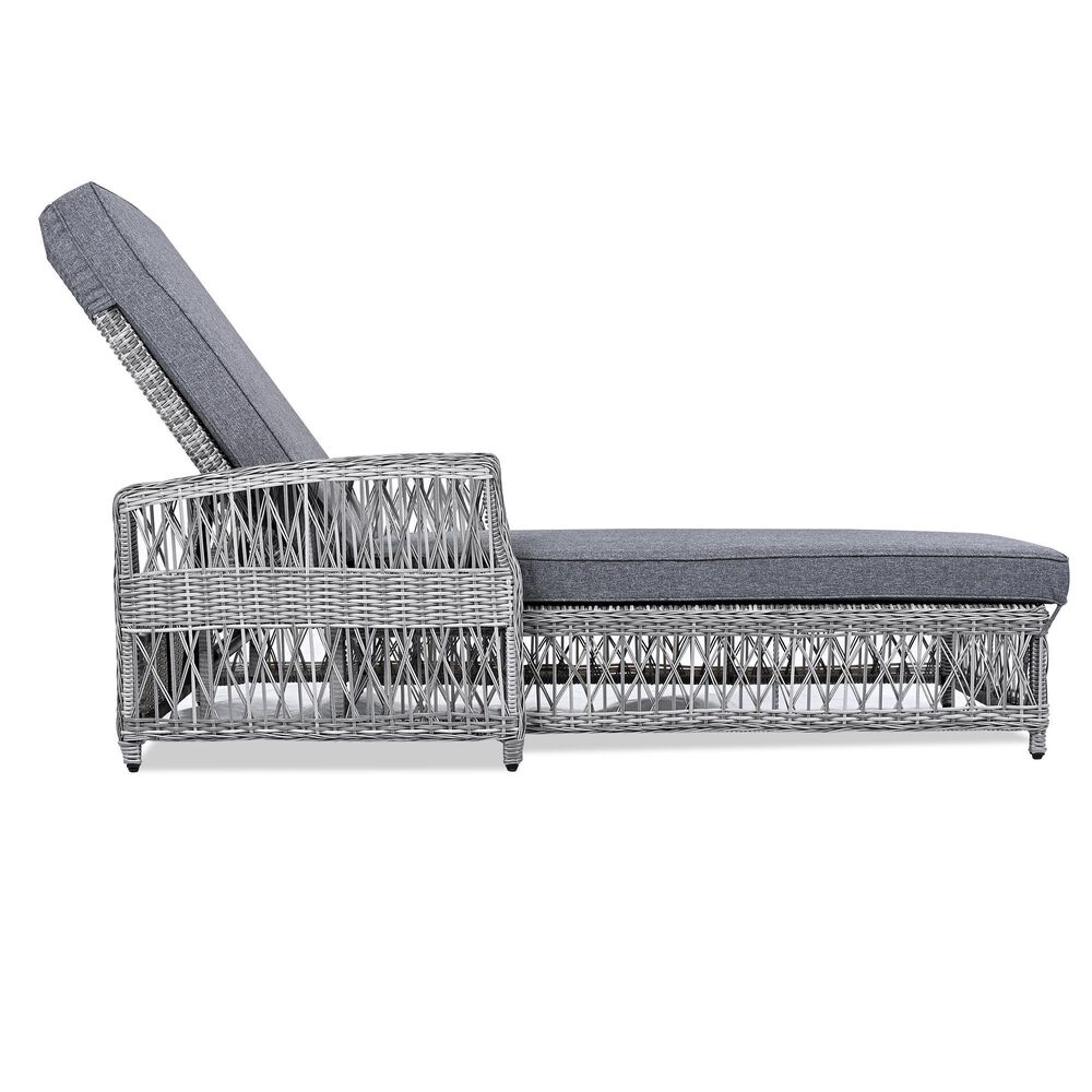 Hearth and Haven GO Outdoor Long Reclining Chaise Lounge with Armrests and Adjustable Backrest in Grey, , large