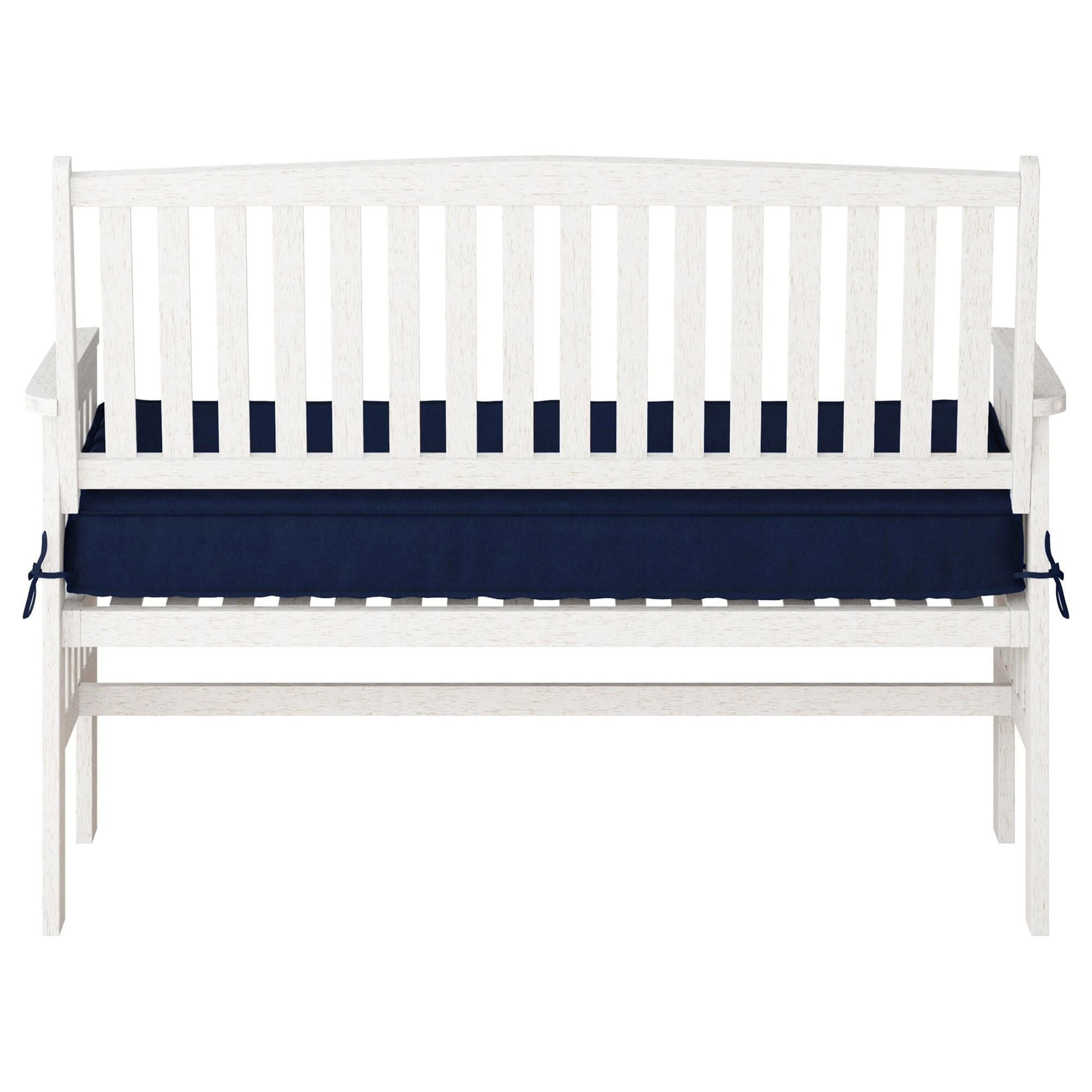 CorLiving Miramar Patio Bench in White Navy Blue NFM