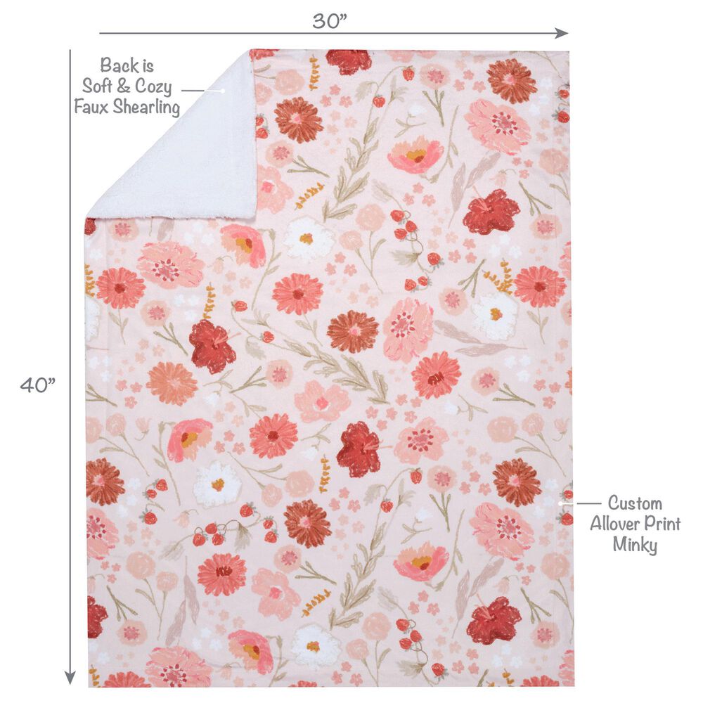 Lambs &amp; Ivy Flower Power Baby Blanket in Pink, , large