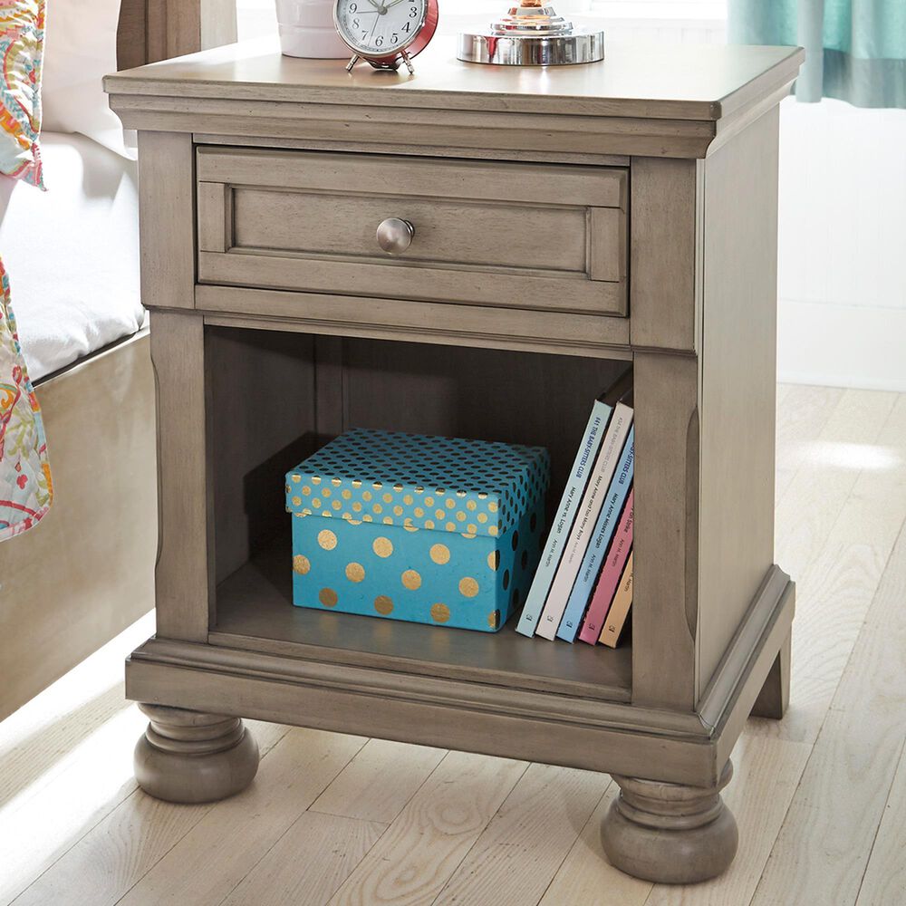 Signature Design by Ashley Lettner 1 Drawer Night Stand in Light Gray, , large