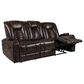 Oxford Furniture Dual Manual Reclining Sofa with Drop Down Table in Bolero Coffee, , large