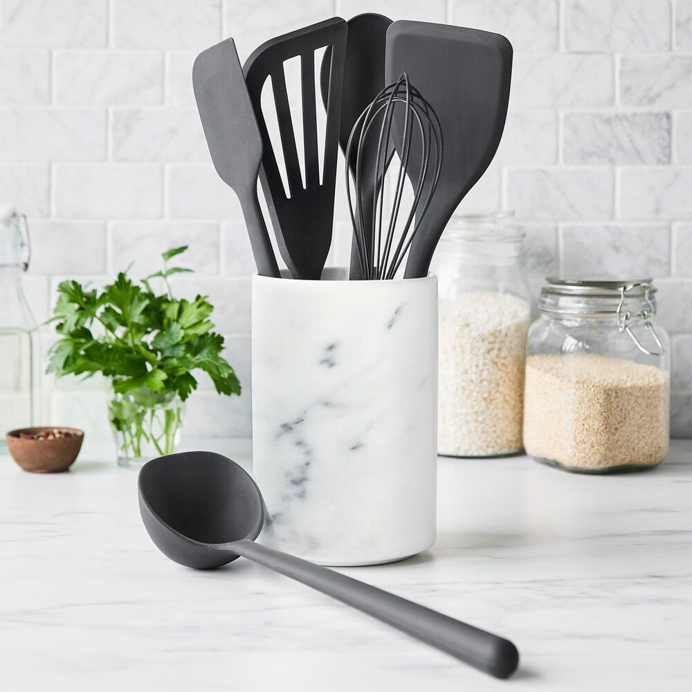 Green Pan Platinum Silicone 7-Piece Utensil Set with Crock in Charcoal Grey, , large