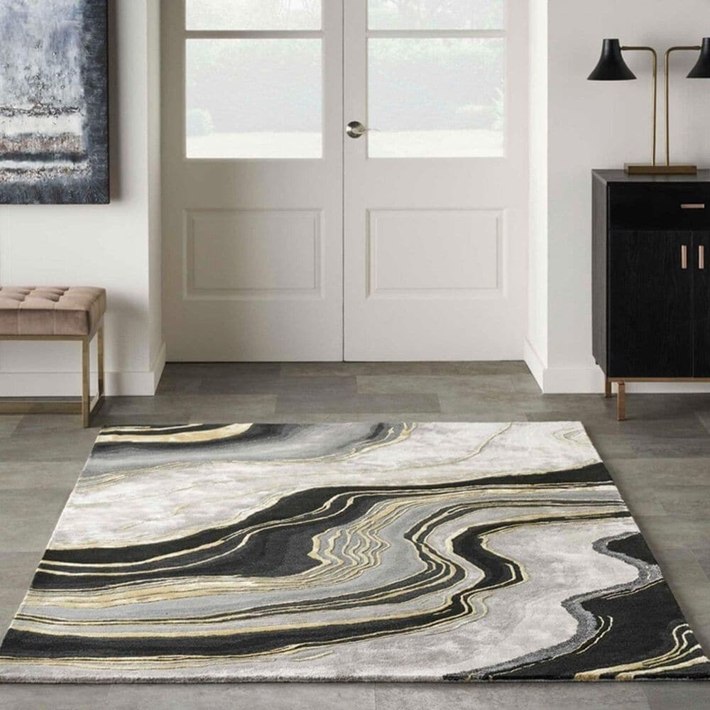 Nourison Prismatic Charcoal and Grey 3&#39;9&quot; x 5&#39;9&quot; Area Rug, , large