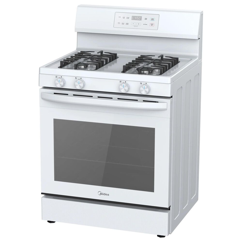 Midea 6.1 Cu. Ft. 4-Burner Freestanding Gas Range with Steam Cleaning in White, , large