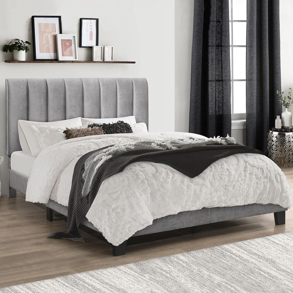 Richlands Furniture Crestone Full Upholstered Platform Bed in Gray, , large