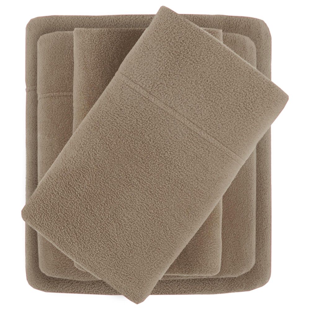 Hampton Park Micro Fleece 3-Piece Twin Sheet Set in Brown, , large